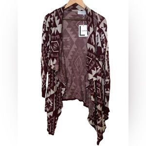 Listicle Maroon Open Cardigan Sweater Medium